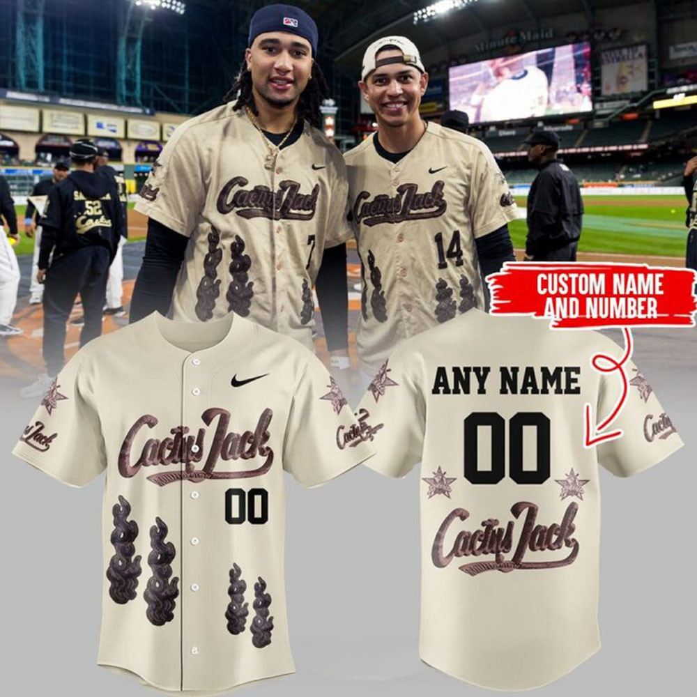 Custom Houston Astros MLB 2025 Nike Cactus Jack HBCU Baseball Jersey Awesome Father's Day Gifts