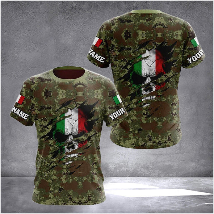 Custom Italy Flag Skull Camouflage Hoodie Italian Men's Clothing Gifts For Italy Lovers