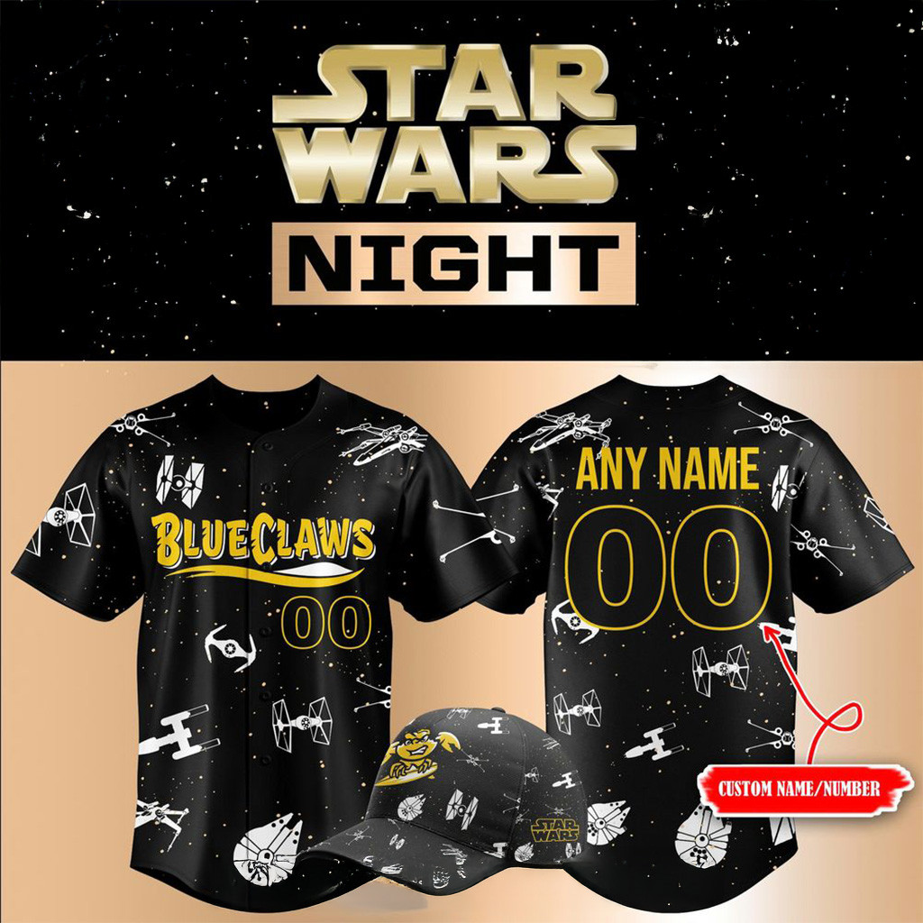 Custom Jersey Shore Blueclaws X Star Wars Night 2025 Baseball Jersey Blueclaws Merch