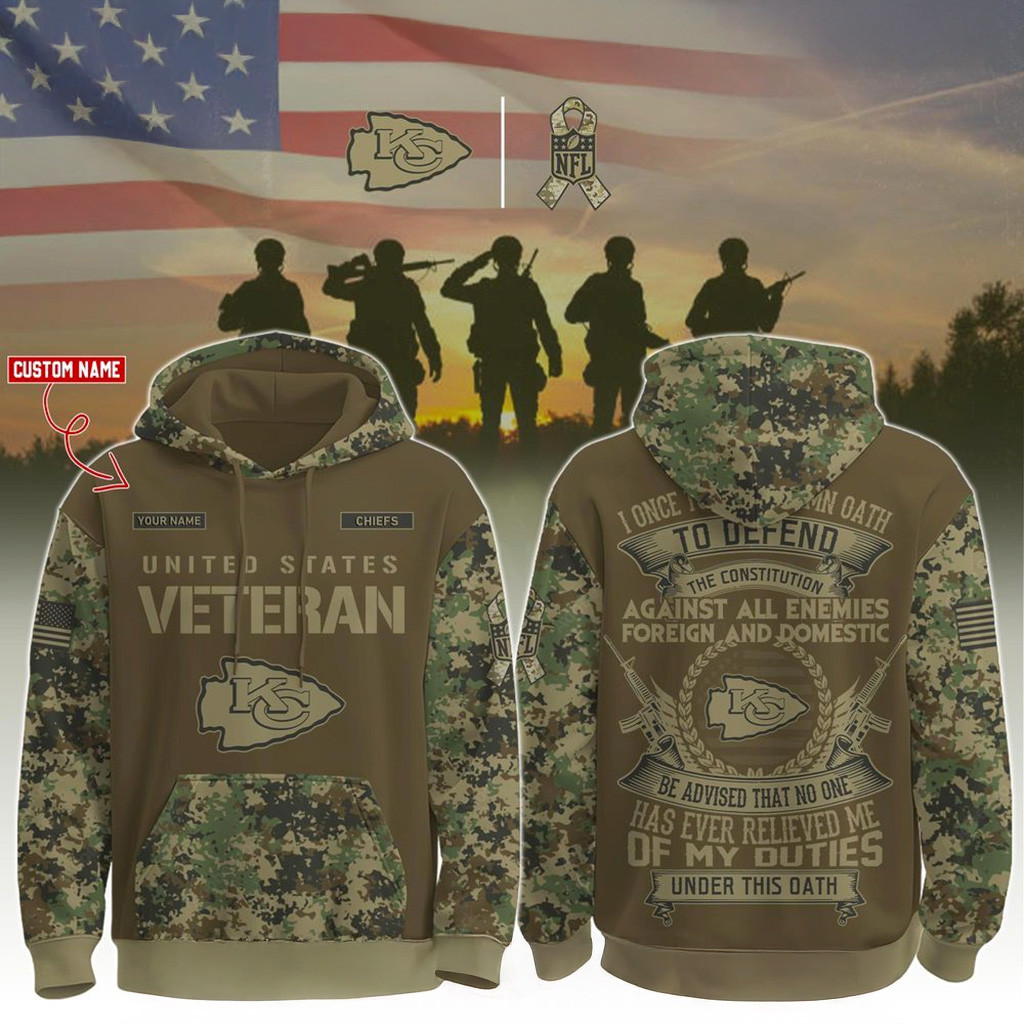 Custom Kansas City Chiefs Happy Veterans Day Night Game Hoodie Chiefs Merch Fan Gifts