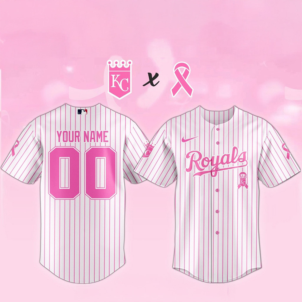 Custom Kansas City Royals MLB X Breast Cancer Awareness Game Night Baseball Jersey Royals Merch