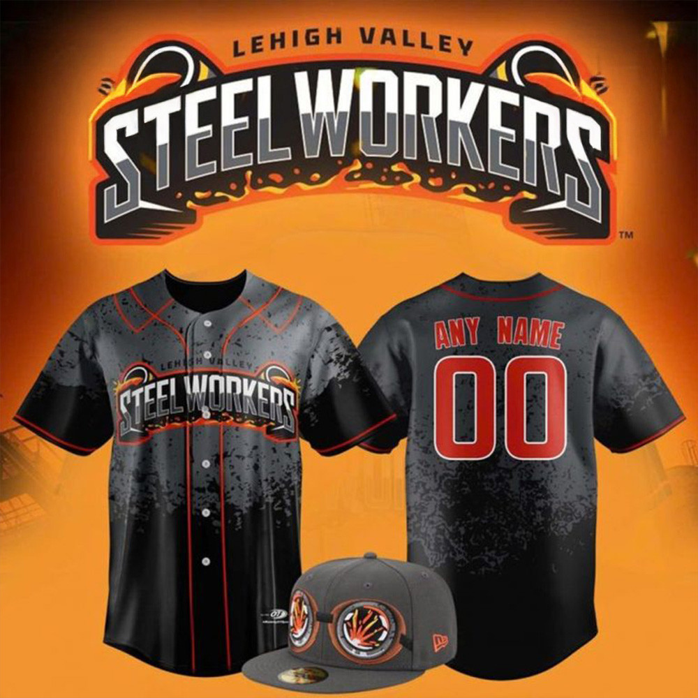 Custom Lehigh Valley IronPigs Steelworker Replica Jersey IronPigs Merch Best Father's Day Gifts