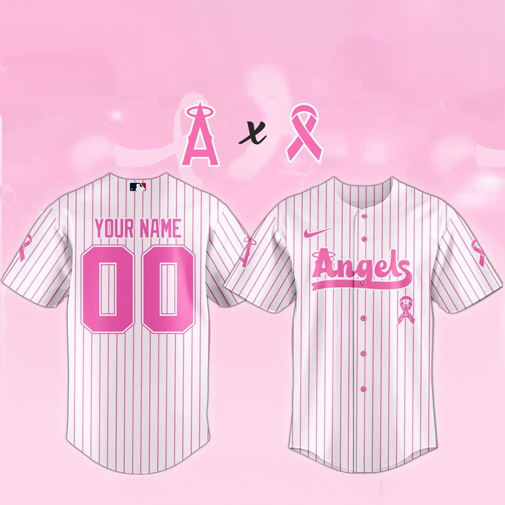 Custom Los Angeles Angels MLB X Breast Cancer Awareness Game Night Baseball Jersey Angels Merch