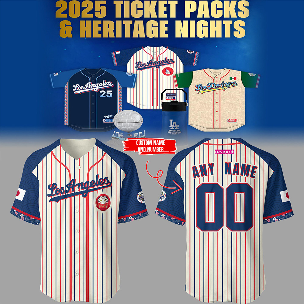 Custom Los Angeles Dodger MLB 2025 Japanese Heritage Night 2025 Jersey Baseball Enthusiast Gifts