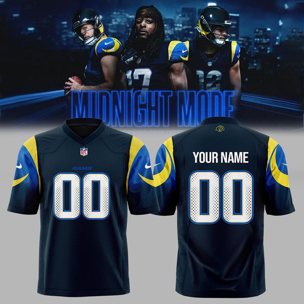 Custom Los Angeles Rams Midnight Mod 2025 Football Jersey Los Angeles Rams Merch Gifts For Him