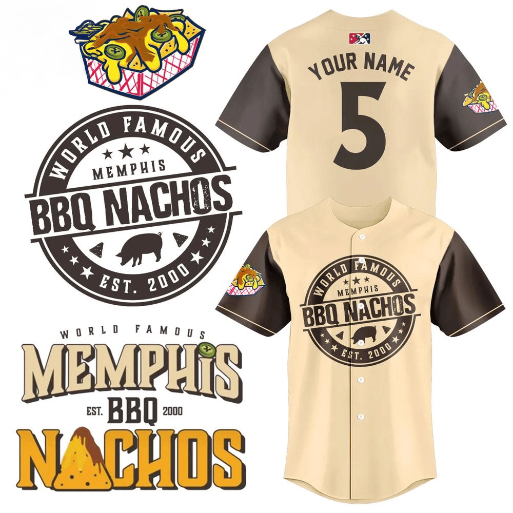 Custom Memphis Redbirds BBQ Nachos AutoZone Park Baseball Jersey Memphis Redbirds Merch
