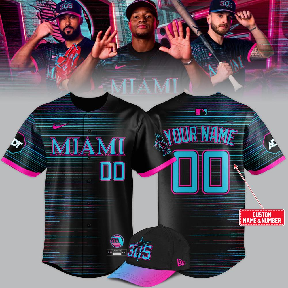 Custom Miami Marlins New City Connect Baseball Jersey Miami Marlins Merch Gift For Husband