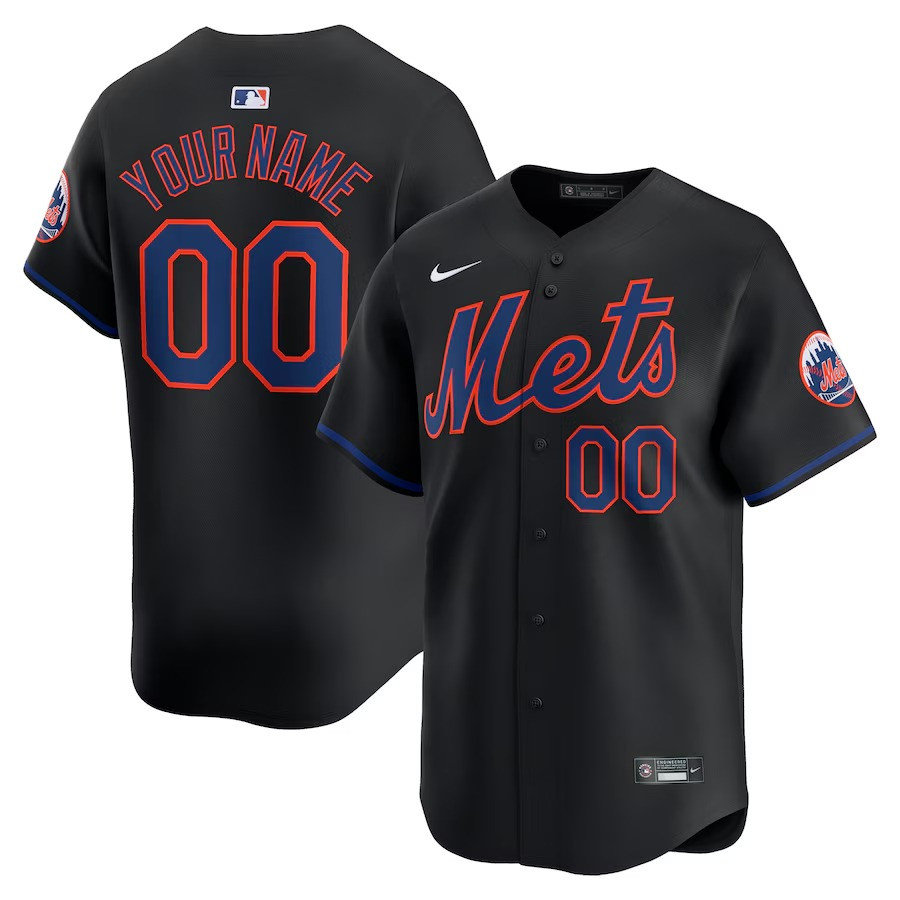 Custom Name New York Mets Nike Black Alternate Custom Jersey Cool Gifts For Baseball Lovers
