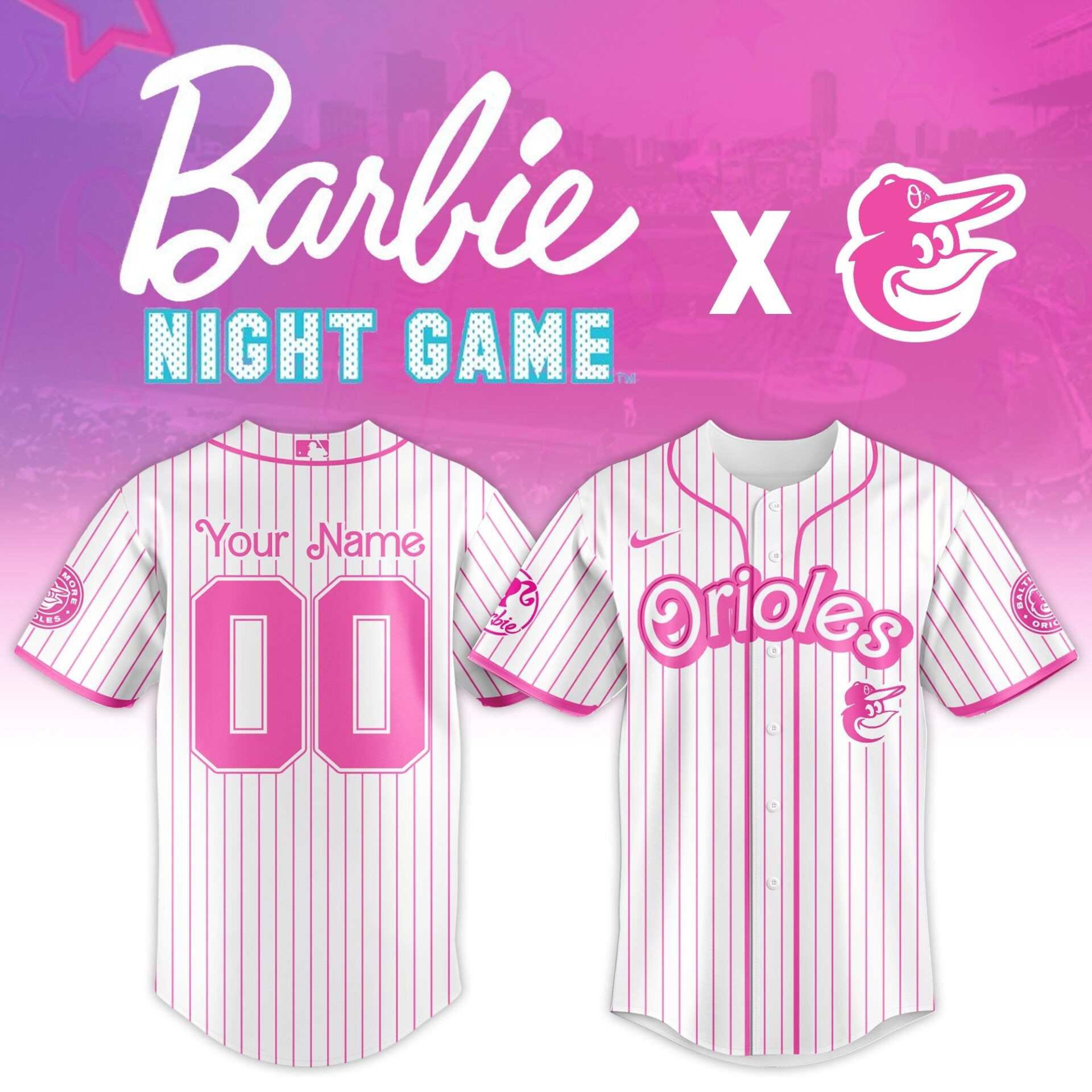 Custom Orioles Baseball Barbie Night Jersey Best Gifts For Baseball Fans