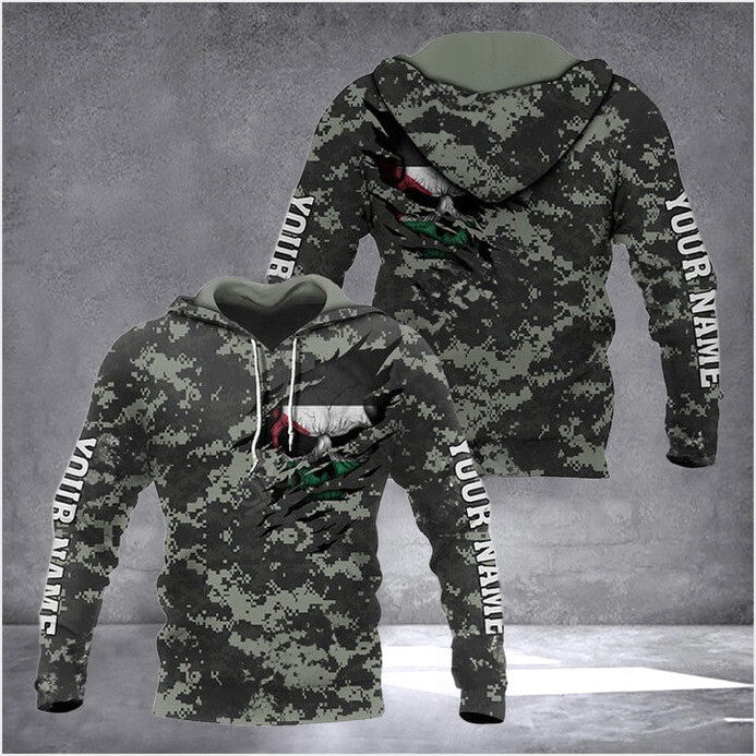 Custom Palestine Flag Skull Camouflage Hoodie Palestine Clothing Birthday Gifts For Palestinian