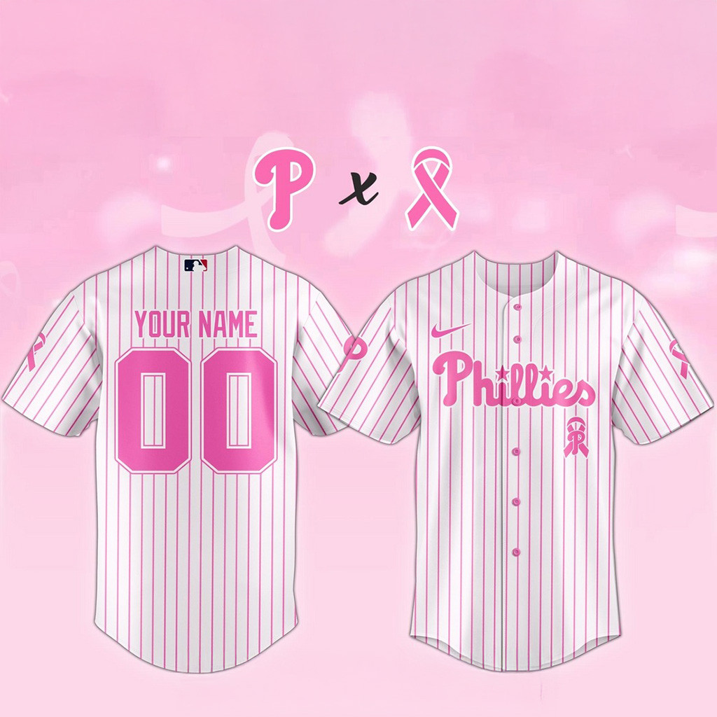 Custom Philadelphia Phillies MLB X Breast Cancer Awareness Game Night Baseball Jersey MLB Merch