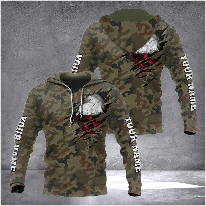 Custom Poland Flag Skull Camouflage Hoodie Polish Men's Outfit Presents For Polish Friends