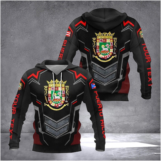 Custom Puerto Rico Coat Of Arms Armor Hoodie Puerto Rico Clothing Puerto Rican Dad Gifts