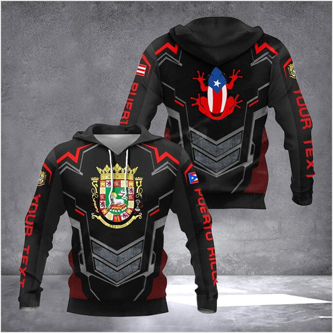 Custom Puerto Rico Coqui Flag Coat Of Arms Armor Hoodie Best Birthday Gifts For A Puerto Rican