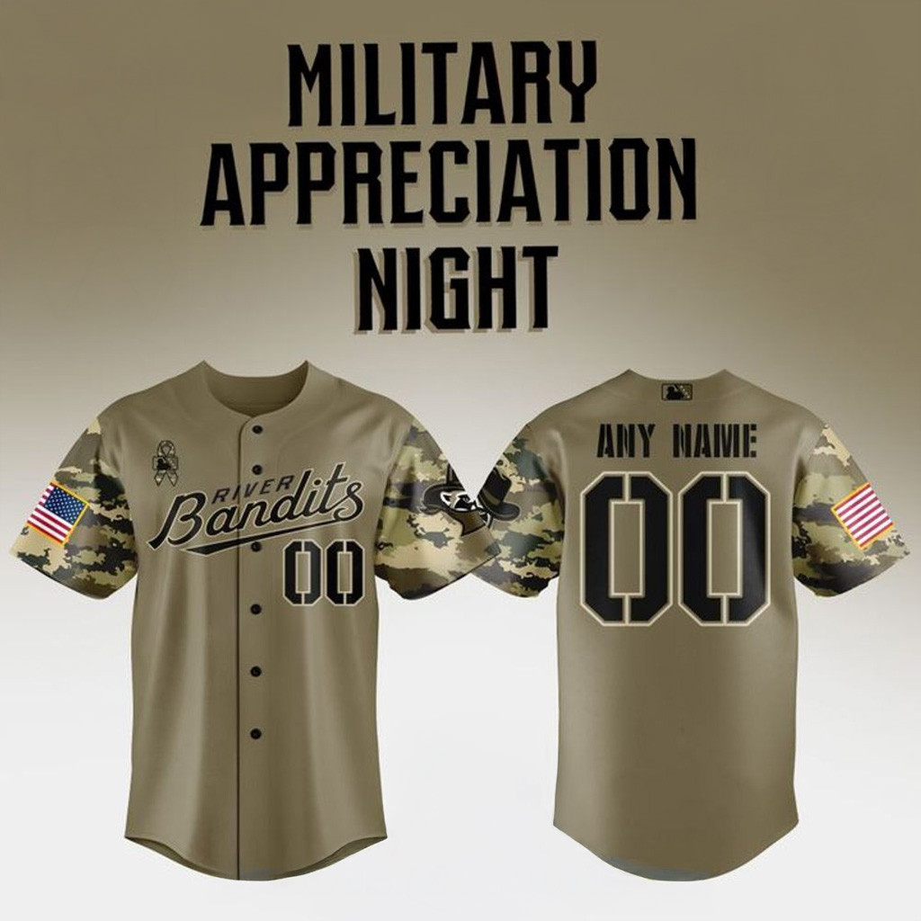 Custom Quad Cities River Bandits Military Appreciation Night 2025 Baseball Jersey MLB Merch