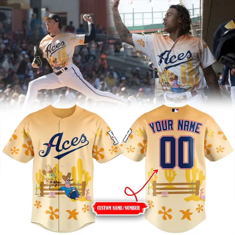 Custom Reno Aces SpongeBob Night 2025 Jersey Cool Baseball Gifts