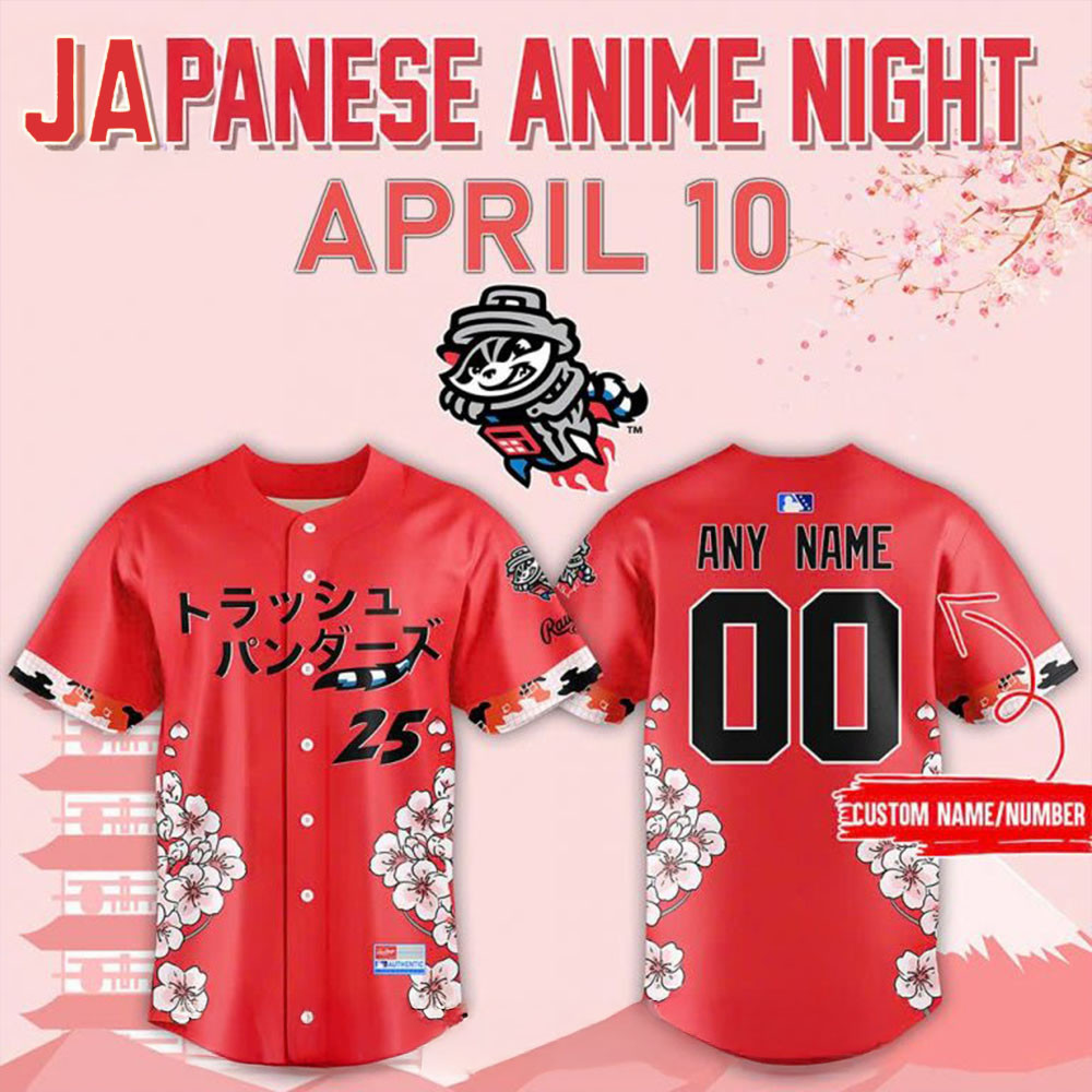 Custom Rocket City Trash Pandas Japanese Anime Night Baseball Jersey Good Father's Day Presents