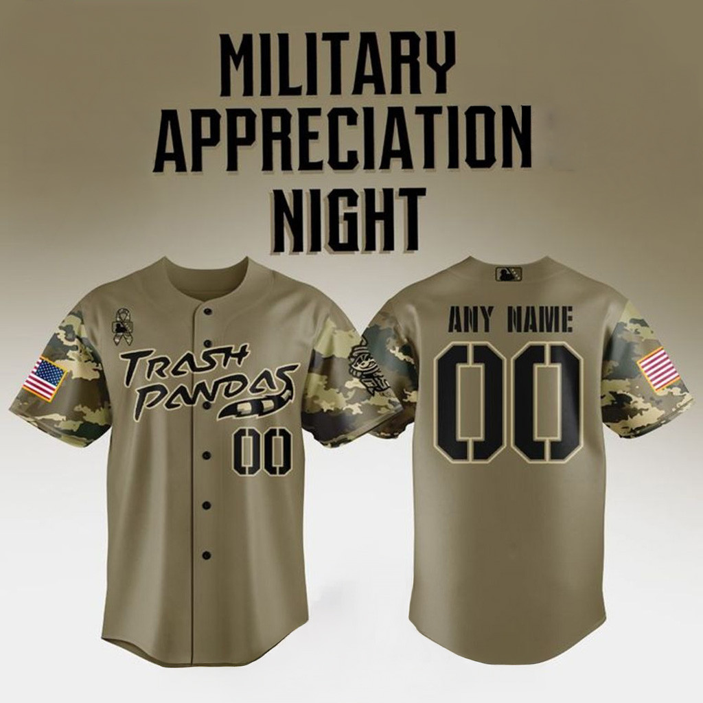 Custom Rocket City Trash Pandas Military Appreciation Night 2025 Baseball Jersey Dad Gifts
