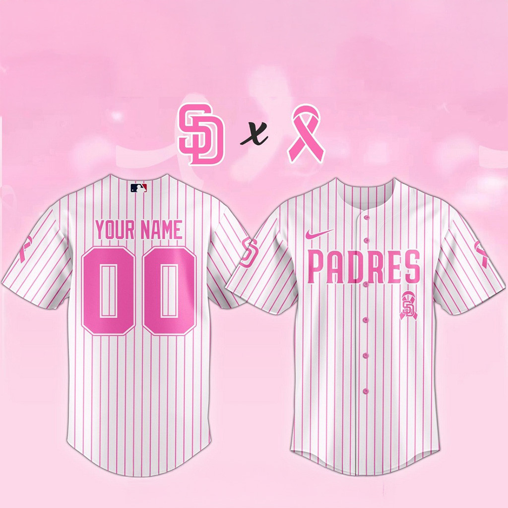 Custom San Diego Padres MLB X Breast Cancer Awareness Game Night Baseball Jersey Padres Merch
