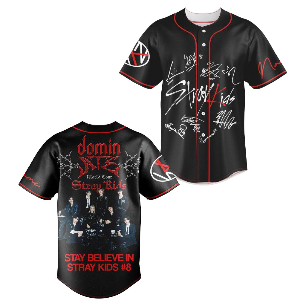 Custom Stray Kids Dominate Tour 2025 Baseball Jersey Stray Kids Merch Gifts For Dad
