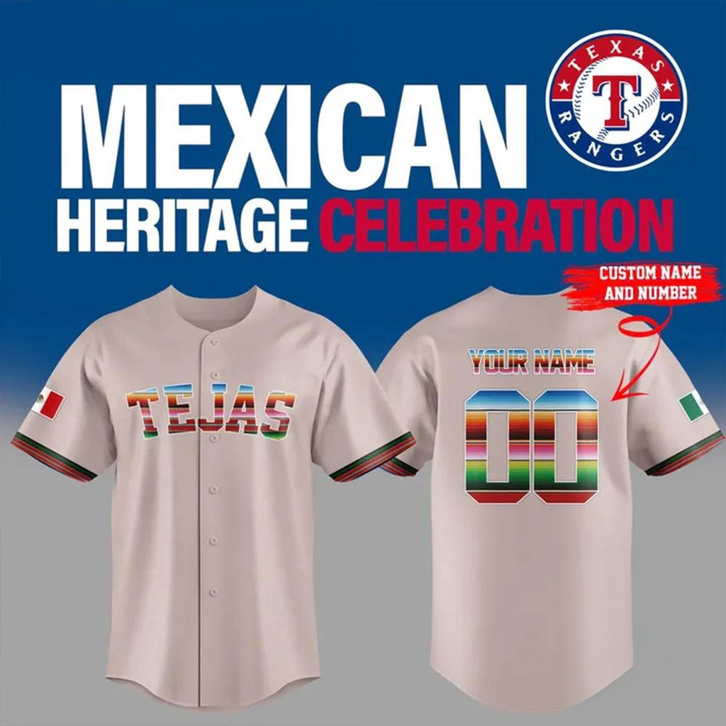 Custom Texas Rangers Mexican Heritage Celebration 2025 Jersey