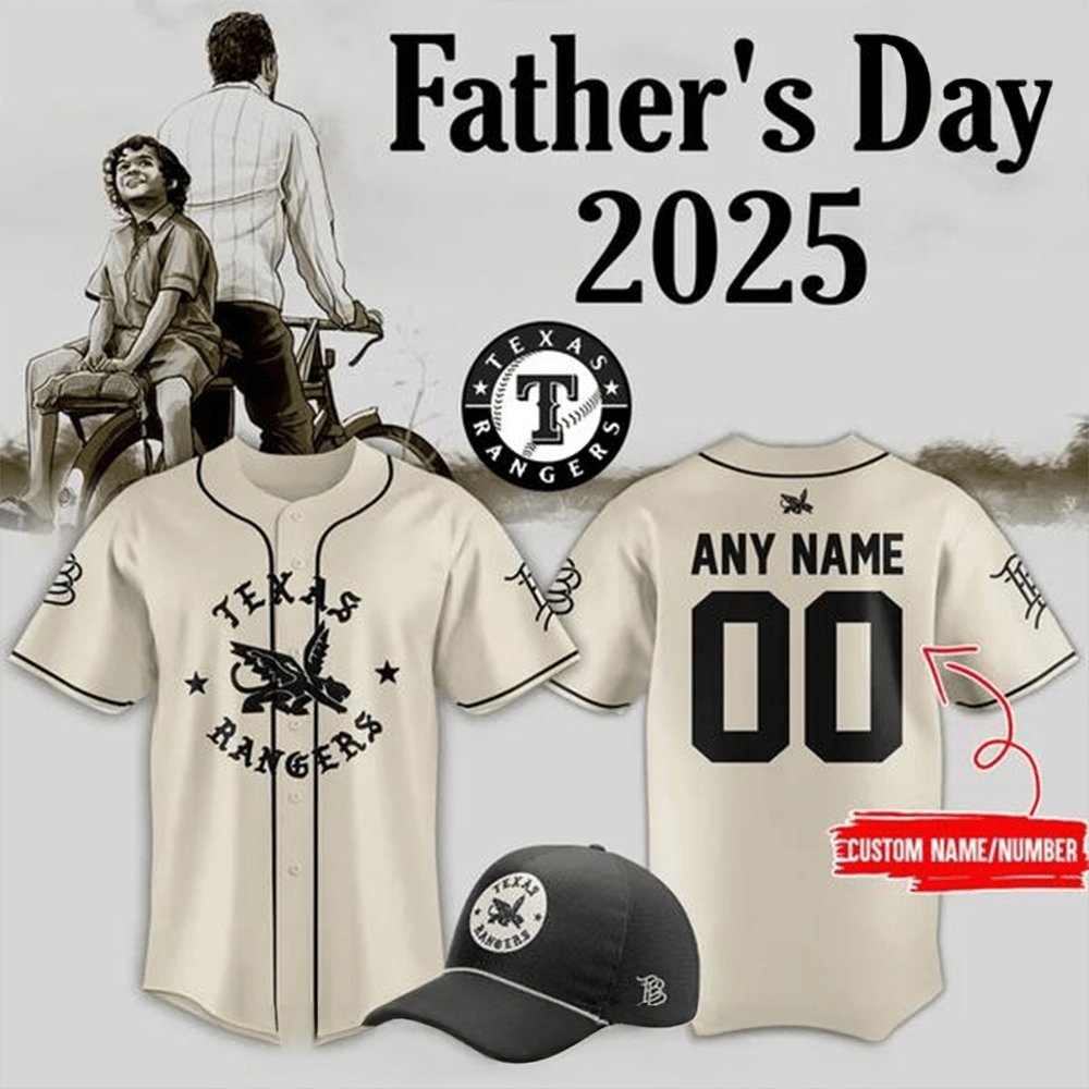 Custom Texas Rangers x 2025 Branded Bills Father's Day Baseball Jersey Texas Rangers Merch