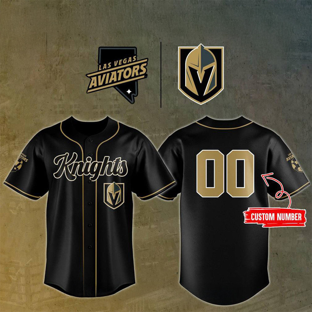 Custom Vegas Golden Knights X Las Vegas Aviators Baseball Jersey Fan Merch Gift For Husband