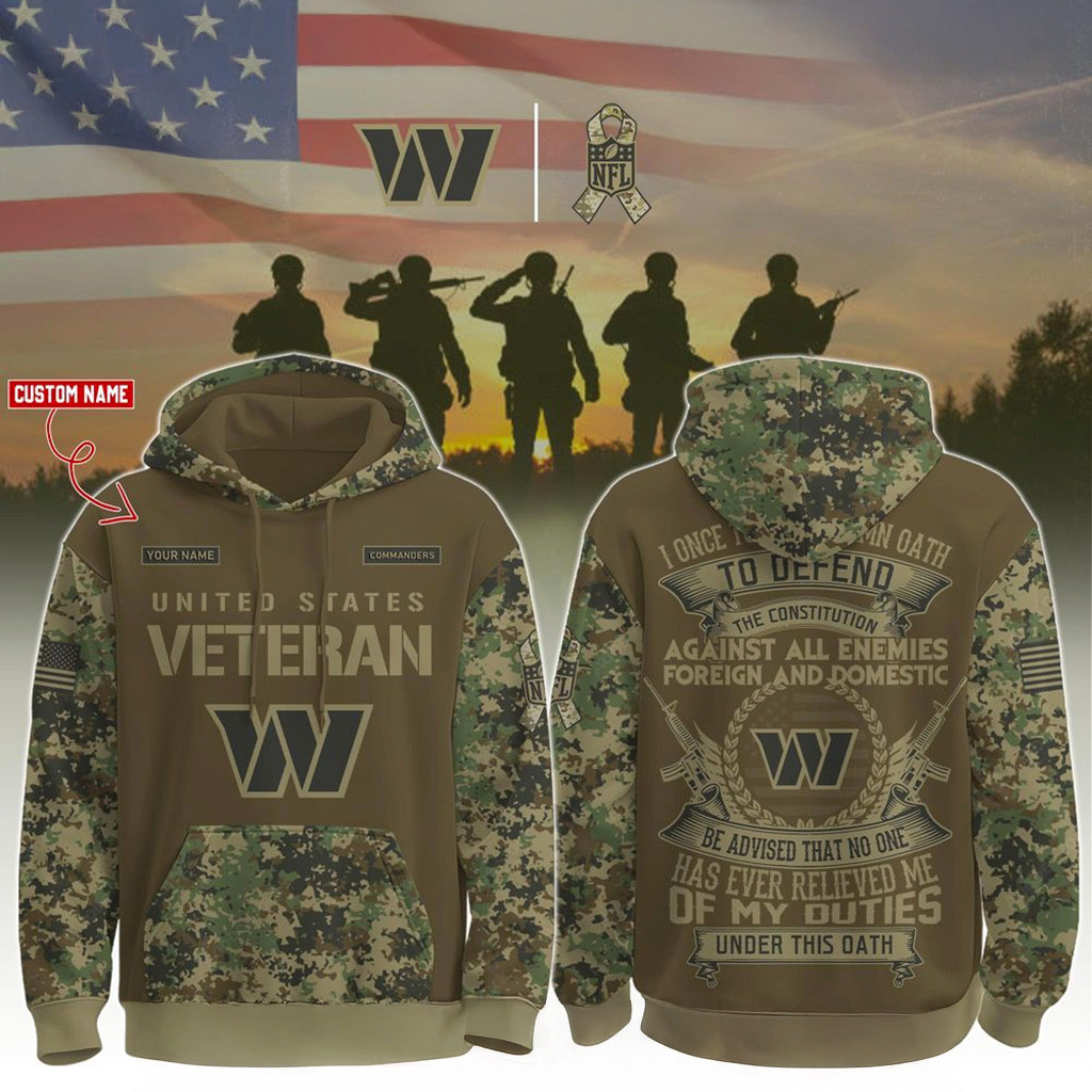 Custom Washington Commanders Happy Veterans Day Night Game Hoodie Washington Commanders Merch