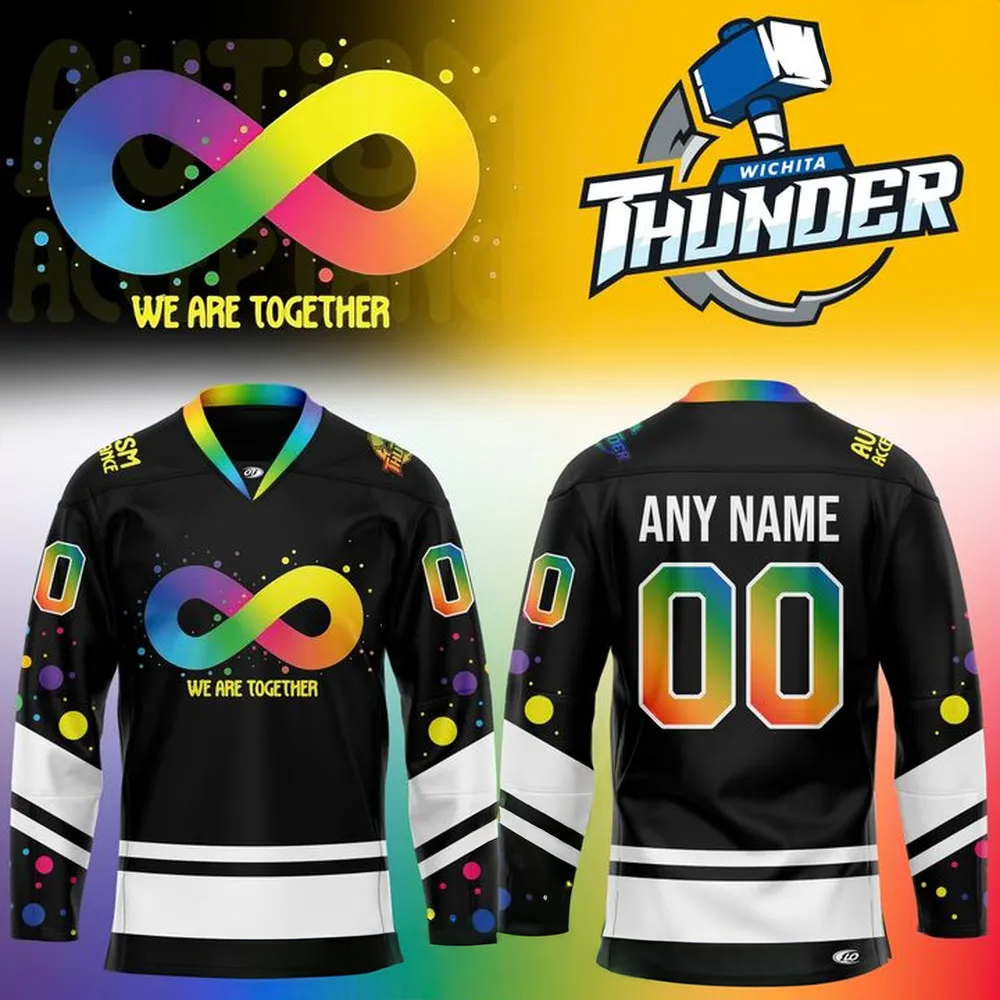 Custom We Are Together x Wichita Thunder Hockey Jersey Stepdad Gifts For Father's Day