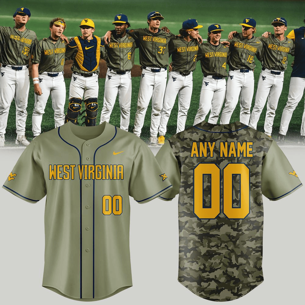 Custom West Virginia Mountaineers 2025 Camo Baseball Jersey Father's Day Gifts For Football Fans