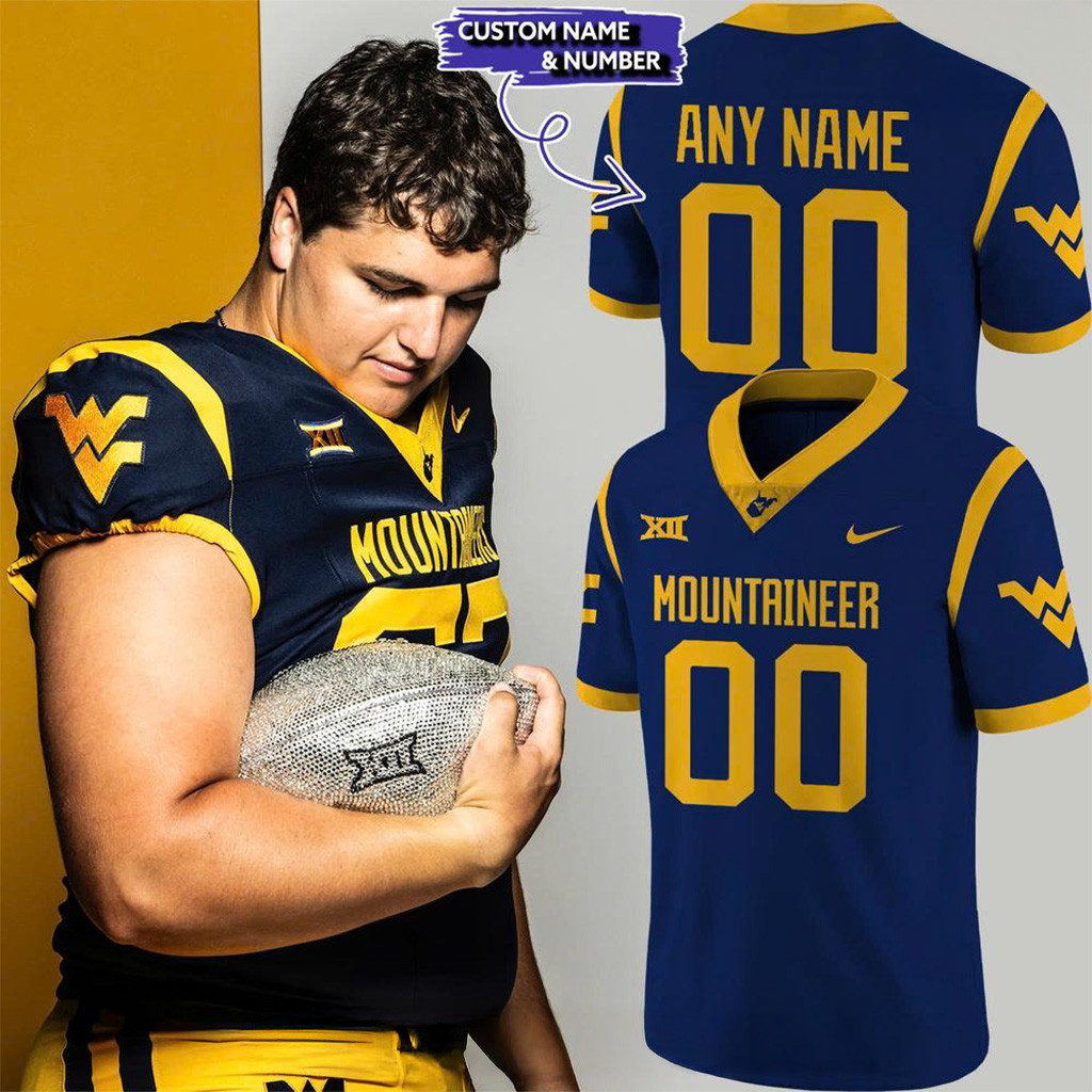 Custom West Virginia Mountaineers Football Jersey Mountaineers Merch Gifts For Fans