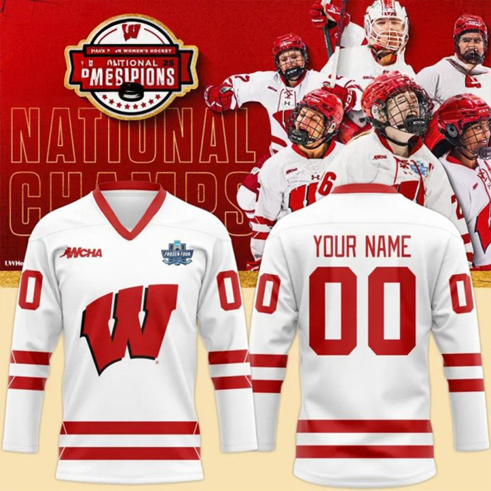 Custom Wisconsin Badgers Women's Hockey National Champions 2025 Hockey Jersey Mother's Day Gifts