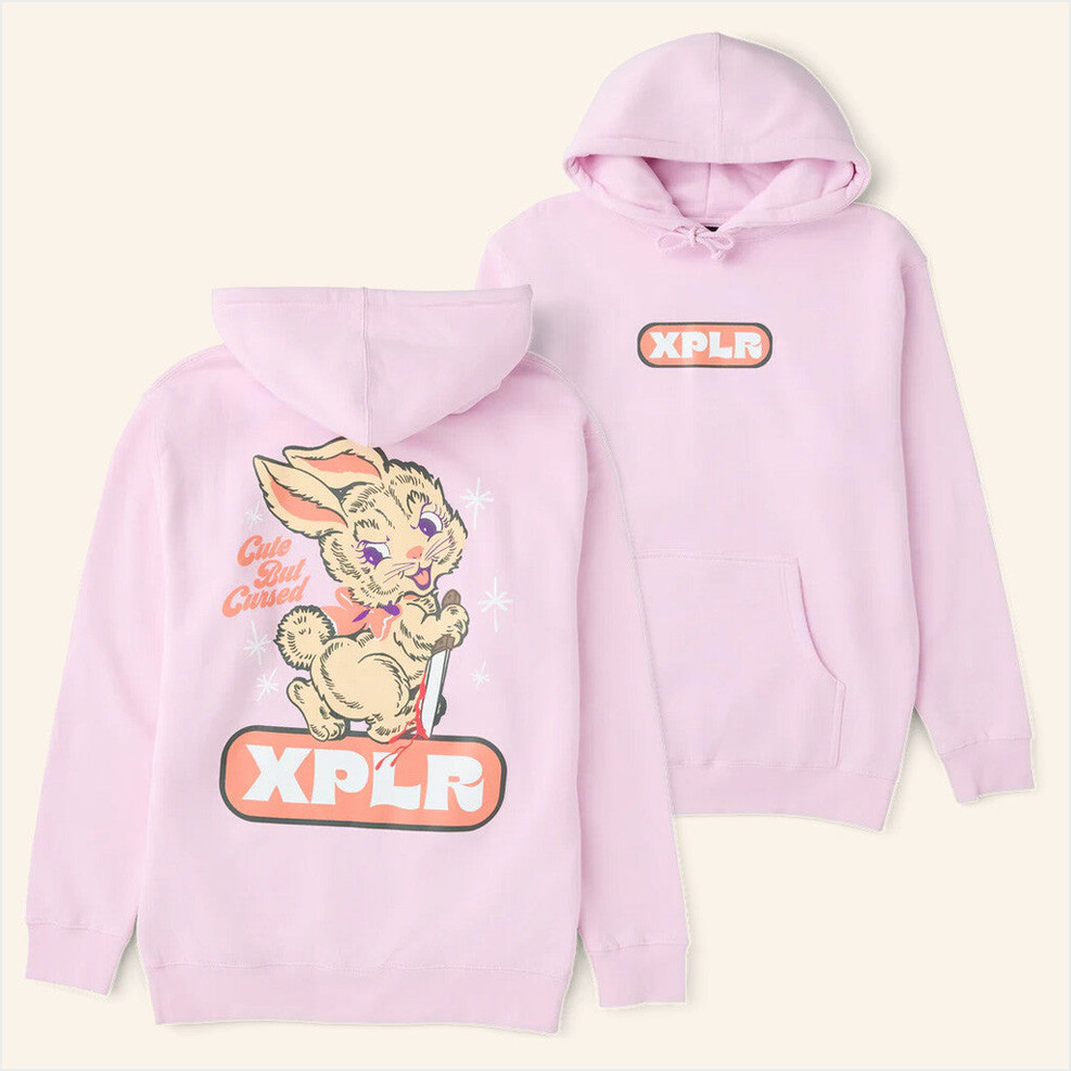 Cute But Cursed Hoodie XPLR Merch Light Pink Gift Ideas For Wife Birthday Gifts For Best Friend