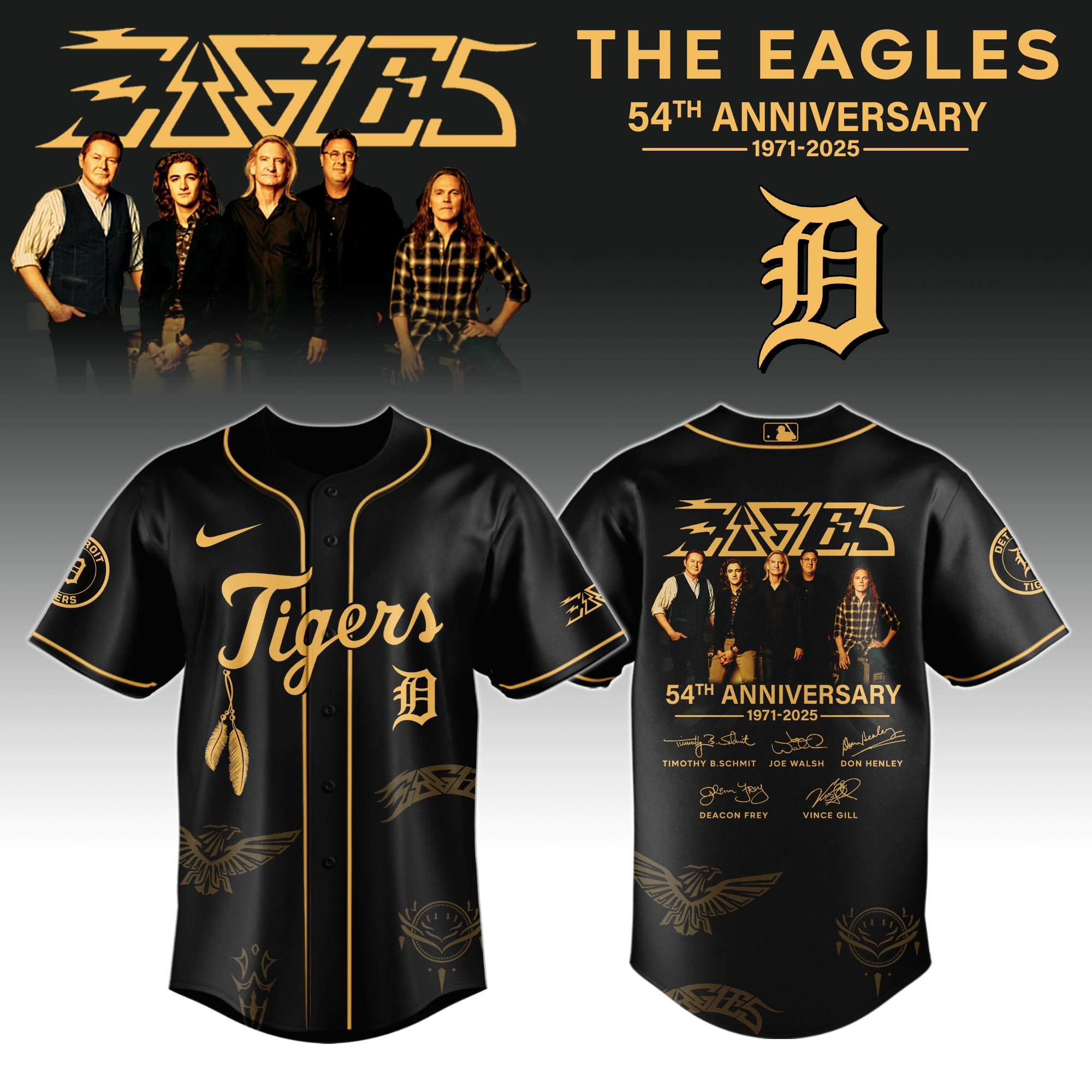 D Tigers X Eagles Band Music Jersey 2025 Gift Ideas For Baseball Fans