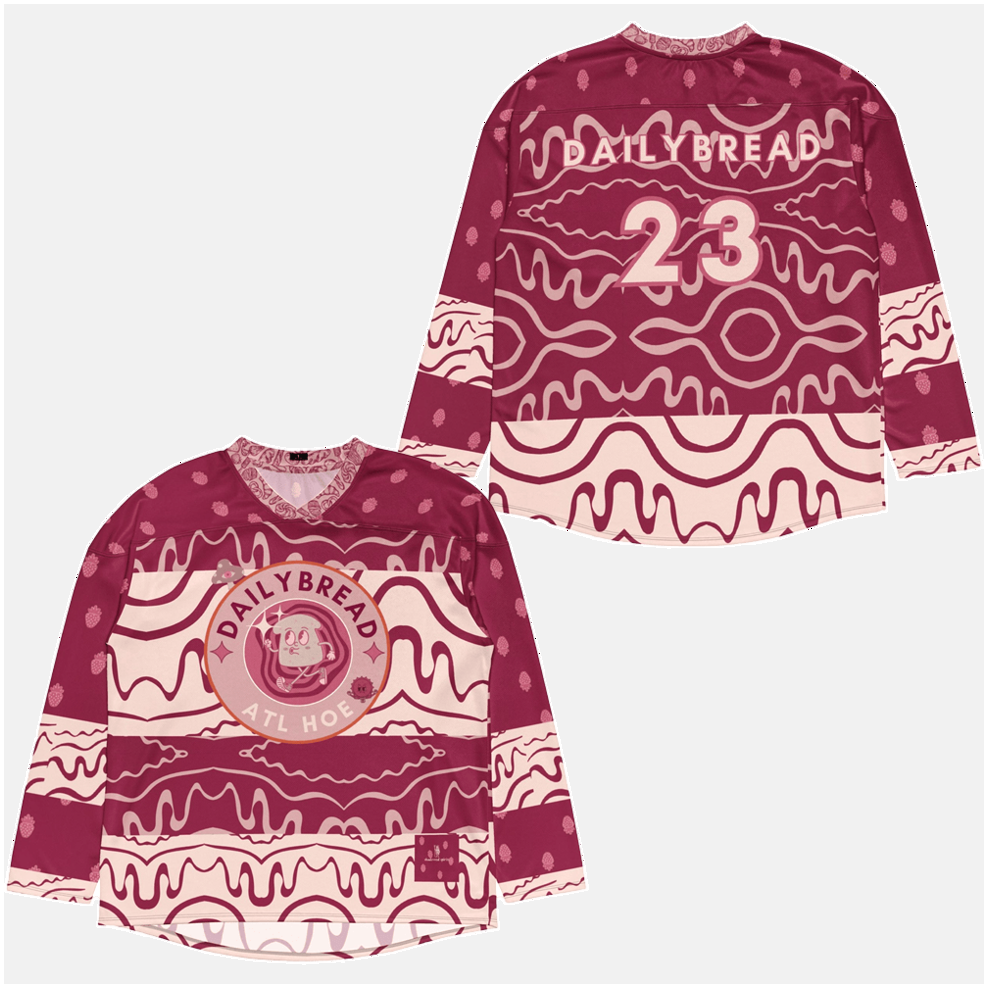 Daily Bread Merch Daily Bread Strawberry Jam Trippy EDM Rave Hockey Jersey Gifts For Music Fans