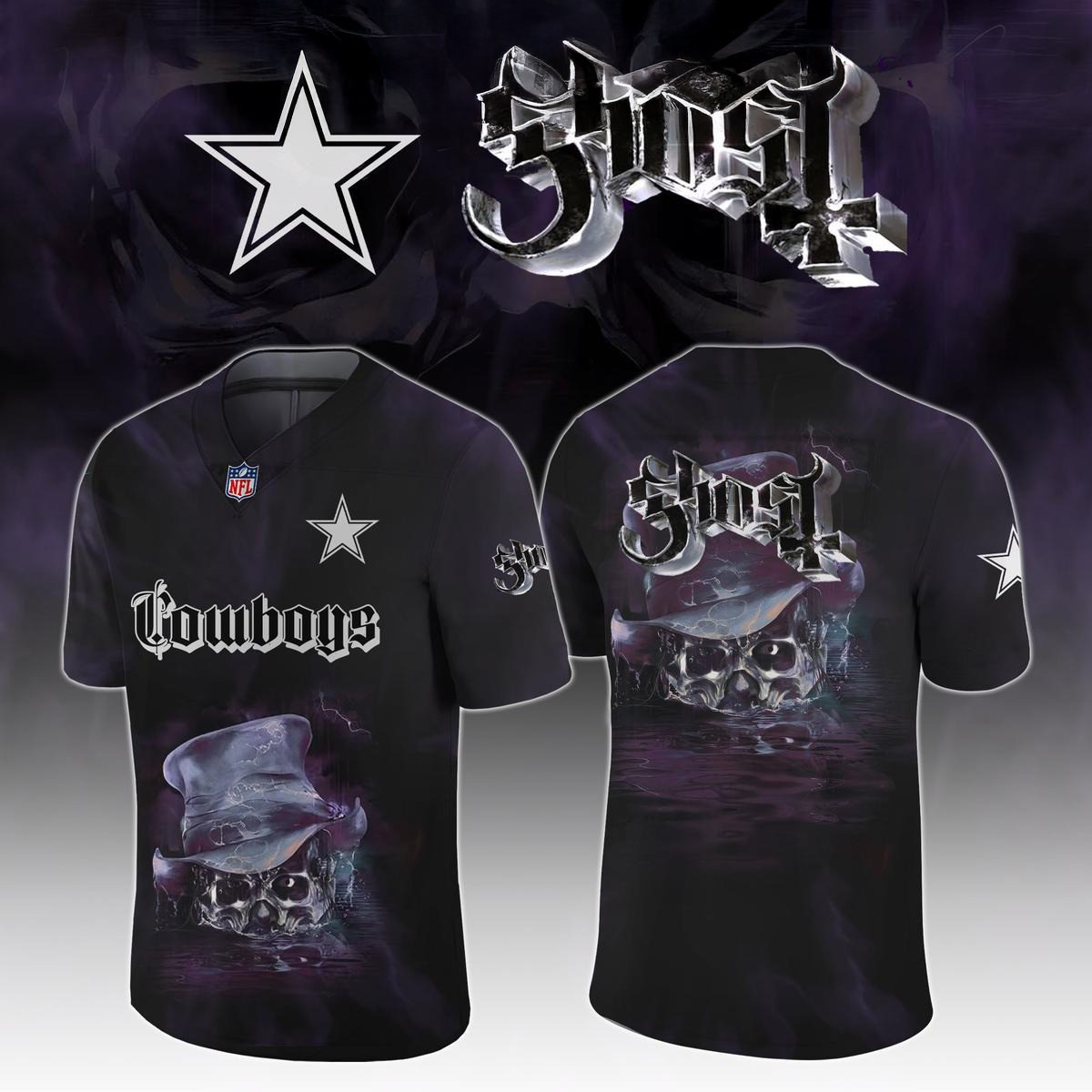 Dallas Cowboys Celebration Ghost Skeletour World Tour 2025 Football Jersey Dallas Cowboys Merch