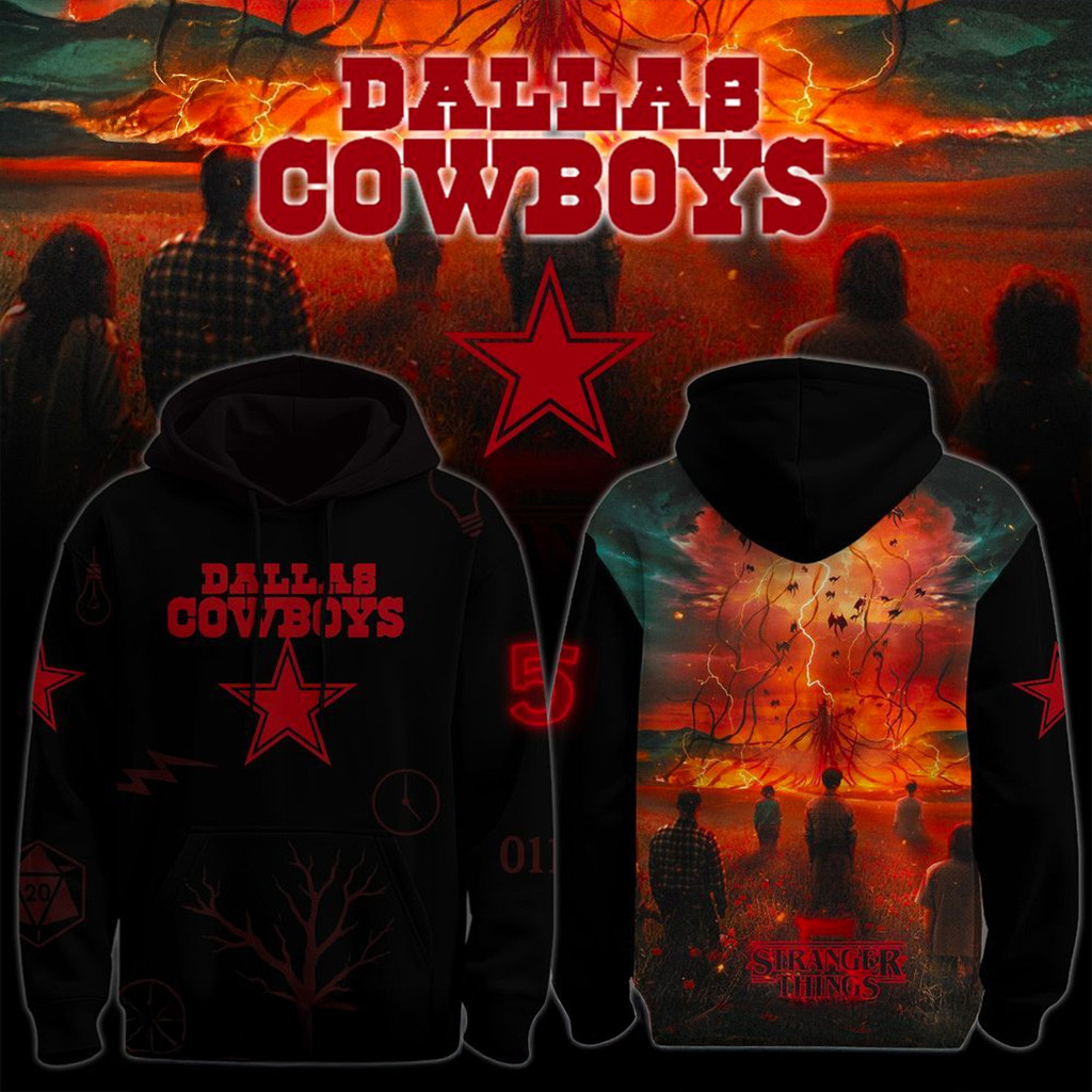 Dallas Cowboys X Stranger Things 5 Hoodie Dallas Cowboys Merch Football Gifts For Men