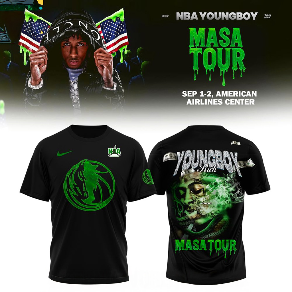 Dallas Mavericks X NBA Young Boy Masa Tour T-Shirt Dallas Mavericks Merch Gifts For Fans