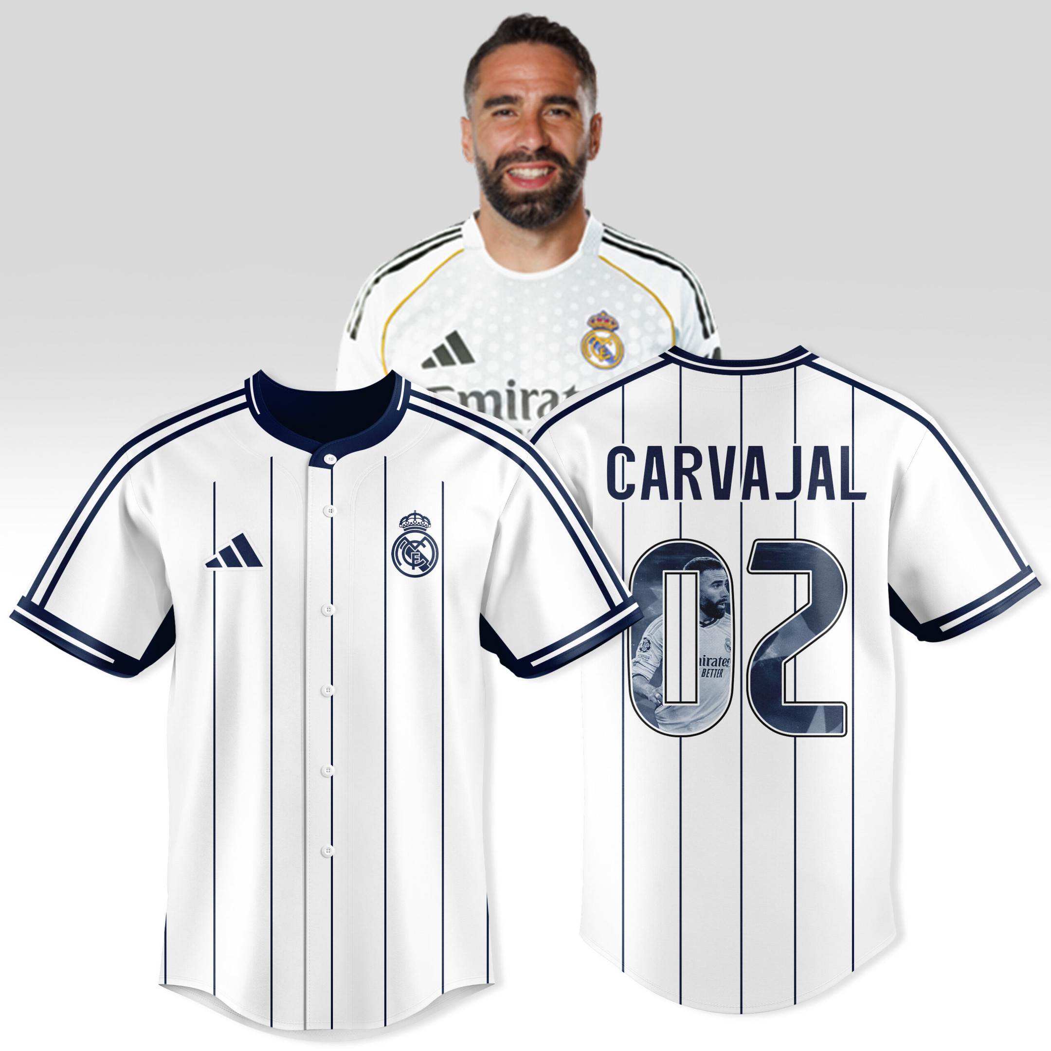 Dani Carvajal 02 Real Madrid Personalized Baseball Jersey For Fans