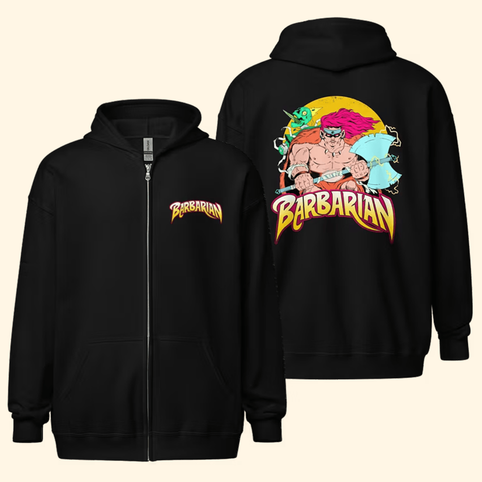 Dark Fantasy Barbarian Zip Hoodie Dungeon Soup Merch Father's Day Presents For Husband
