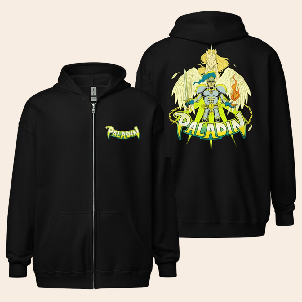 Dark Fantasy Paladin Zip Hoodie Dungeon Soup Merch Father's Day Presents For Dad Ideas 2025