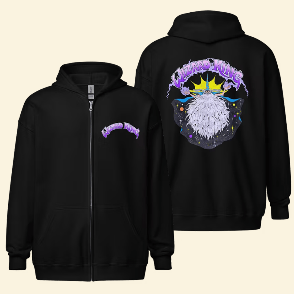 Dark Fantasy Wizard King Zip Hoodie Dungeon Soup Merch Father's Day Presents From Daughter
