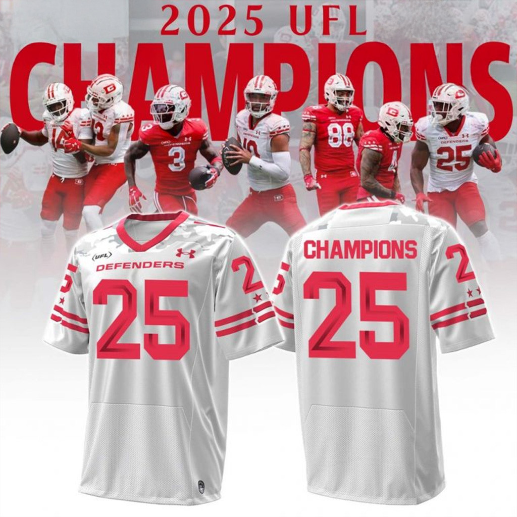 DC Defenders 2025 United Football League Champions White Football Jersey DC Defenders Merch