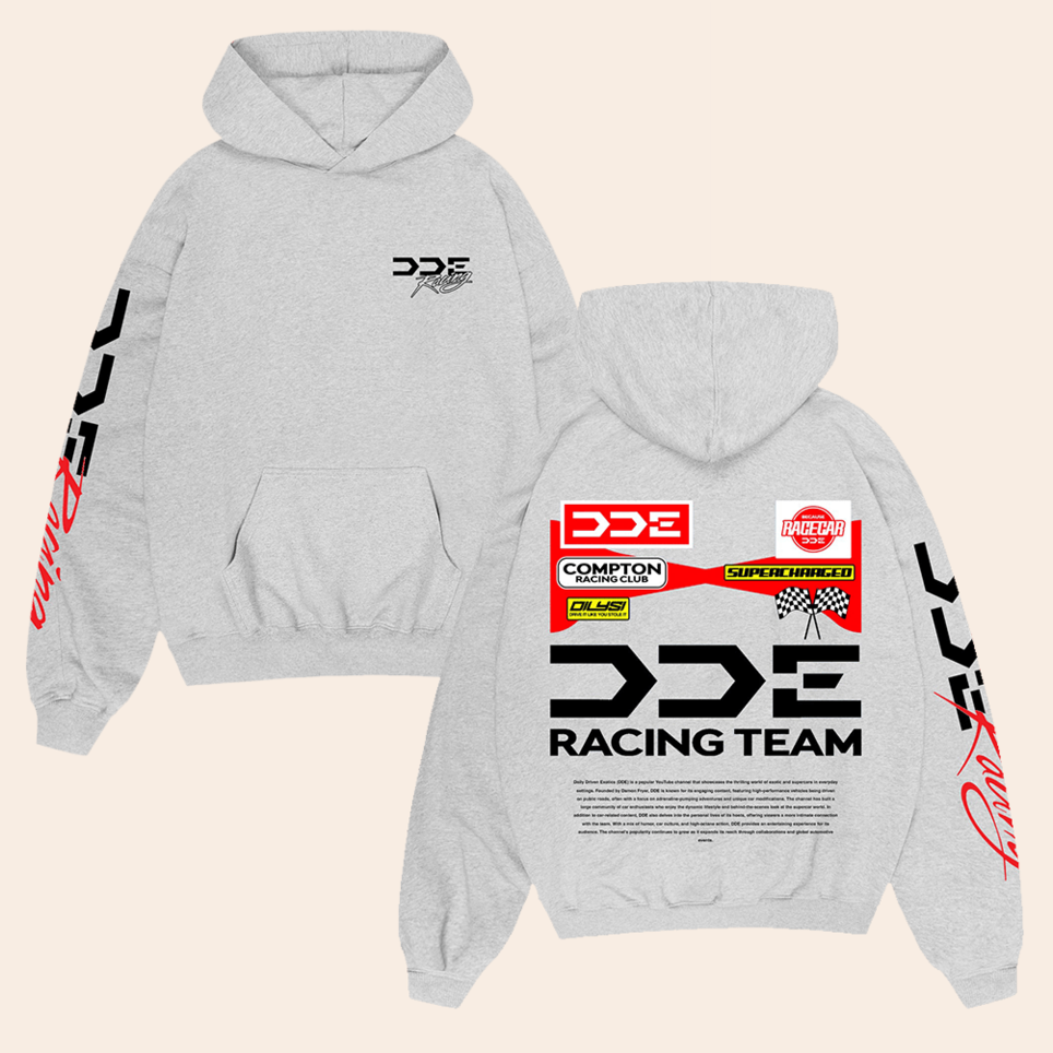 DDE Racing Team Heather Grey Hoodie DDE Merch Best Father's Day Birthday Gifts For Racing Fans