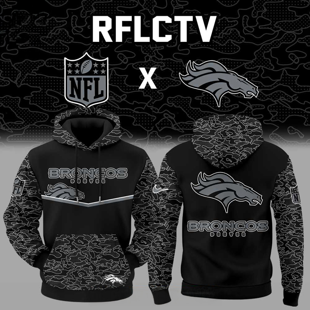 Denver Broncos X Rflctv Black Collection Hoodie Denver Broncos Merch Gifts For Fans