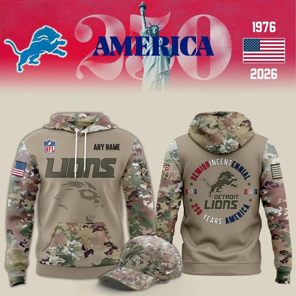 Detroit Lions 250 Years America Hoodie Detroit Lions Merch Father In Law Gifts Dad's Day