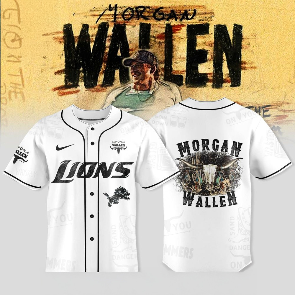 Detroit Lions X Morgan Wallen Tour Merch 2025 Jersey Detroit Lions Merch Him Gifts