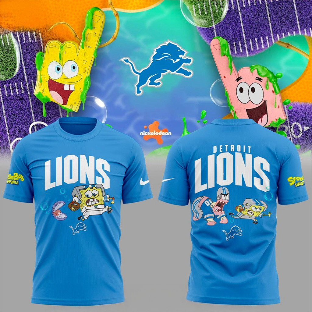 Detroit Lions X Spongebob T-Shirt Detroit Lions Merch Best Gift For Football Lovers