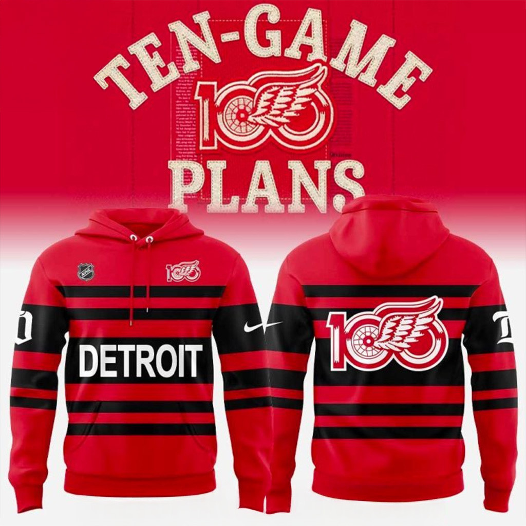 Detroit Red Wings Centennial Uniform Retro Hoodie Detroit Red Wings Merch Gifts For Hockey Fan