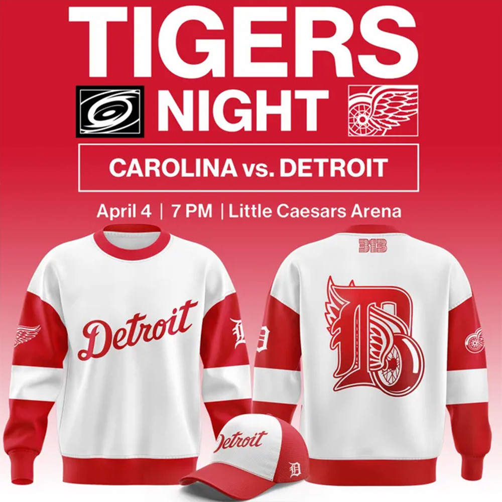 Detroit Red Wings Tigers Night Sweatshirt Gifts For Hockey Fan